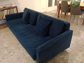 Divano in velluto blu, marca RETEX, 3 posti