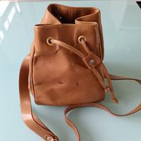 borsa a secchiello in cuoio anni '80