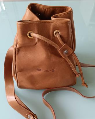borsa a secchiello in cuoio anni '80