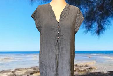 Vestito in cotone goffrato