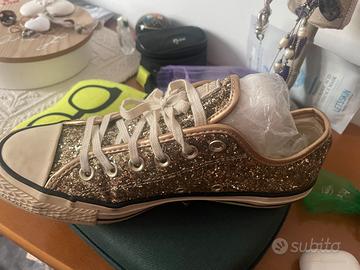 Scarpe converse glitterate oro