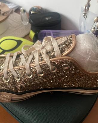 Scarpe converse glitterate oro
