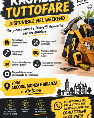RAGAZZO TUTTOFARE – DISPONIBILE NEL WEEKEND 🛠️