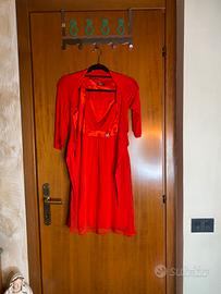 Conpleto vestito e cardigan motivi rosso taglia m