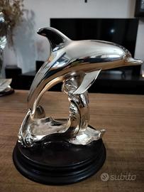 Delfino placcato argento soprammobile scultura