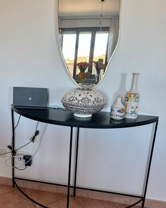 Midtown - Consolle in metallo e marmo nero
