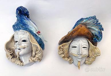 Coppia Maschere Ceramica Vintage PERSEO