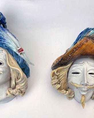 Coppia Maschere Ceramica Vintage PERSEO