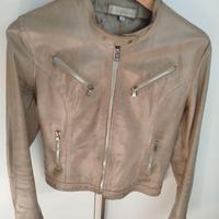 Giacca di pelle biker l'altra moda cipria