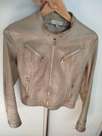Giacca di pelle biker l'altra moda cipria
