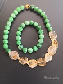Collana bracciale citrino quarzite giada argento