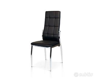 Sedia Nera Struttura Metallo Sedile  in Ecopelle
