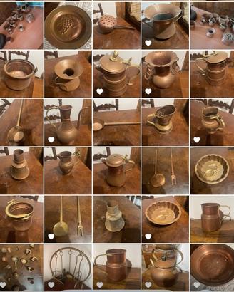 Collezione oggetti in rame