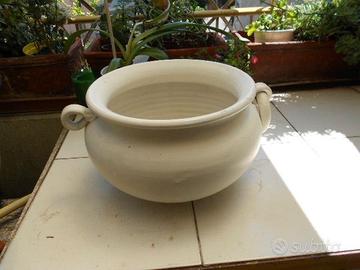 Grande portavaso bianco vintage con 2 manici