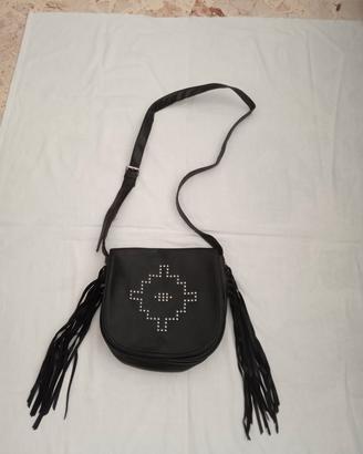 Borsetta a tracolla nera borchie frange Terranova 