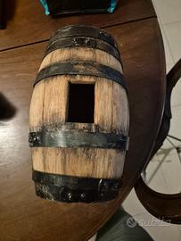 Mini botte in legno vintage con supporto 