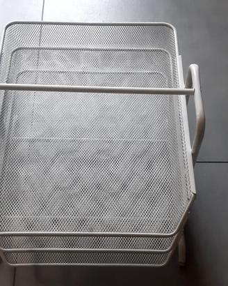 Vassoio Carrello portadocumenti in metallo bianco