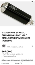 Scarico Giannelli (Arrow) per Yamaha Fazer e FZ8