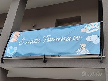 Striscione in PVC nascita bambino Tommaso 3m x 1m