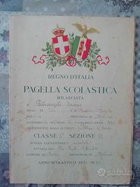 Pagella scolastica anno 1928 - 1929
