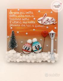 Quadretto natalizio handmade Love con sassi