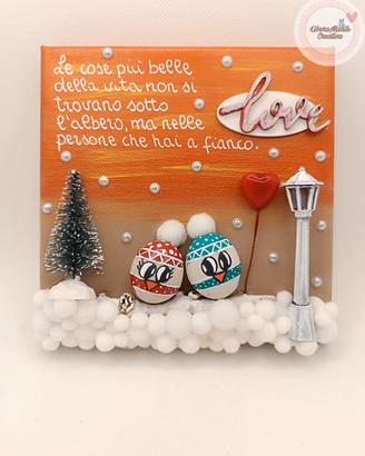 Quadretto natalizio handmade Love con sassi