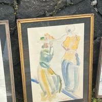 Lotto 6 pezzi quadri acquarello con cornice