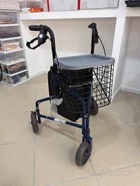 Rollator 3 Ruote con Cestino e Vassoio