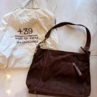 borsa in vera pelle +39 marrone