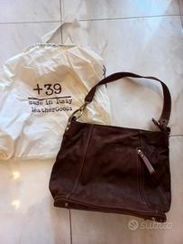 borsa in vera pelle +39 marrone