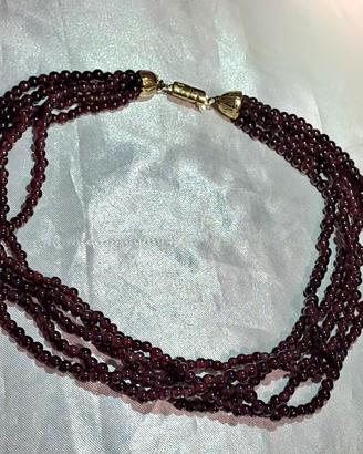 Collana 5 fili di granati  42  cm