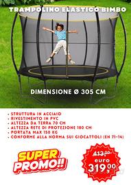 TRAMPOLINO ELASTICO BIMBO JUMPY PRO diam.305 cm