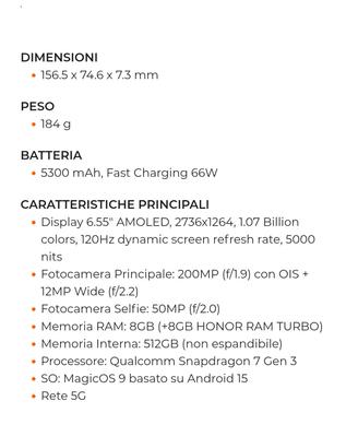 HONOR 400 5G - Midnight Black - NUOVO IMBALLATO
