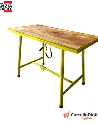 Tavolo lavoro pieghevole legno e acciaio Giallo