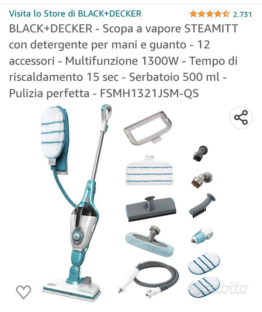 BLACK+DECKER - Scopa a vapore STEAMITT con detergente per mani e