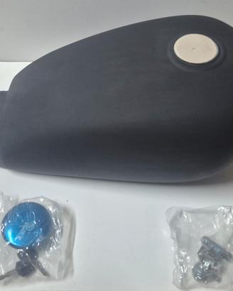 Serbatoio moto metallo nero tappo a scomparsa.