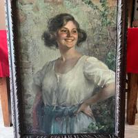 Dipinto olio su legno di Maria Conca (1896-1950)