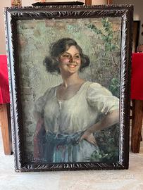 Dipinto olio su legno di Maria Conca (1896-1950)