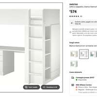 Smastad ikea letto soppalco bianco