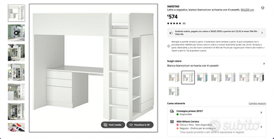 Smastad ikea letto soppalco bianco