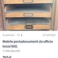 Mobile porta documenti da ufficio inizio ‘900