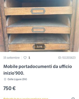 Mobile porta documenti da ufficio inizio ‘900