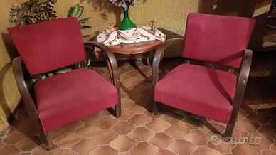 coppia poltroncine legno e tessuto art decò 