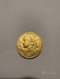 Moneta d’oro 20 Franchi Svizzeri