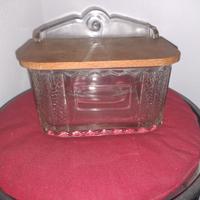 VECCHIO CONTENITORE PORTASALE IN VETRO 