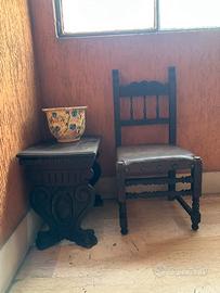 Sedia e sgabello in legno artigianato montagna