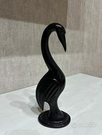 Scultura Airone in marmo nero vintage
