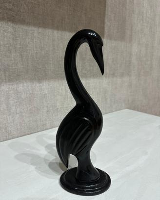 Scultura Airone in marmo nero vintage