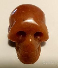 Teschio di pietra dura arancione da collezione