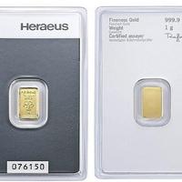 LINGOTTO ORO PURO 1g HERAEUS NUOVO IN BLISTER